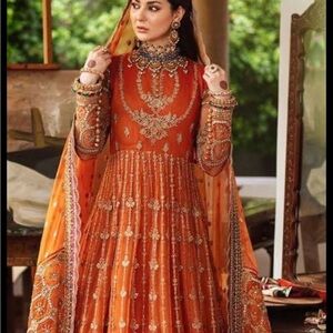 Pakistani/ indian Elegant Orange Embroidered Wedding Dress